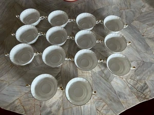 Royal Albert Val D'Or Footed Cream Soup Bowls With Gold Trim Set Of 14 - Picture 1 of 7
