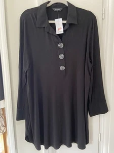 Ladies Evans Size 20 Black Button Front Long Tunic Top BNWITHTAGS Long Sleeved - Picture 1 of 7