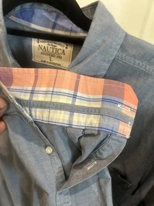 Camisa para hombre Nautica Chambray LS con botones azul grande - Imagen 1 de 6
