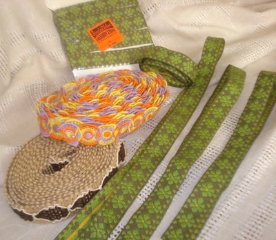 Lote De Colección ESTILO BOHO ADORNOS - Yute Tejido, Verde Bordado, Redondos Coloridos - LOTE Foto 1 de 4