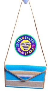 MUJER VERANO BOLSO PLANO BANDOLERA MARRÓN AZUL RAYAS Papel Paja Imitación Cuero - Imagen 1 de 7