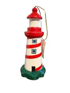 Resin Handpainted Red White Lighthouse Ornament Beach Decor 4.5" - Picture 1 of 9