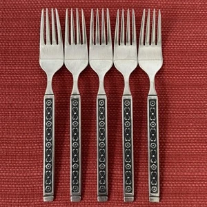 Set/5 Gorham HACIENDA Stainless SALAD FORKS Vintage Flatware Lot - Picture 1 of 9