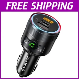 Bluetooth 5.4 Car FM Transmitter with Dual USB Fast Charging & Hi-Fi Bass Sound - Picture 1 of 9