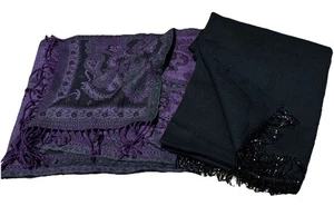 (2) 100% Wool Scarves Alexandria Pierce & Cejon Made In India Office Academia - Picture 1 of 6