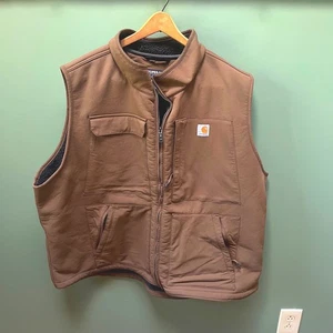Carhartt Super Dux Vest 3XL Mens Brown Sherpa Lined Relaxed Fit Workwear - Picture 1 of 7