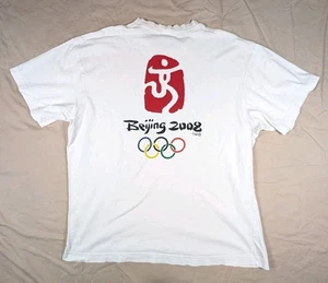 Men's XL 2008 Beijing Olympics T Shirt White Short Sleeve 180/100A - Picture 1 of 9