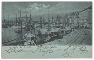 S6184/ Gruß aus Trieste Riva Carciotti Mondschein AK 1897 Italien - Picture 1 of 2
