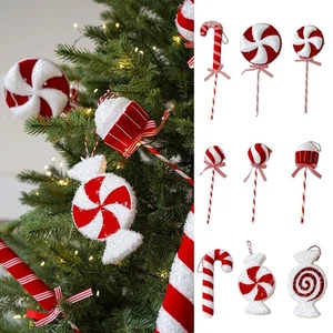 Foam Christmas Lollipop Decorations Red&white Drop Ornaments Festival Favors - Picture 1 of 21