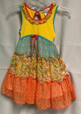 Jona Michelle Girls Yellow/Orange/Turquoise Sundress size 7 - Image 1 of 3