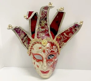 Renaissance Theme Venetian Masquerade Mask Red Gold Red Cosplay Mardi Gras - Picture 1 of 6