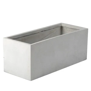 Ash & Ember 15.75" Short Box Satin Ivory Planter, Lightweight Fiberstone - Picture 1 of 6