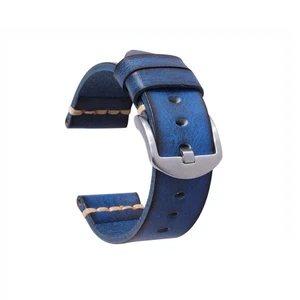 Wristwatch Straps Top Layer Cowhide Genuine Leather Watch Bands Parts Blue 26mm - Picture 1 of 4