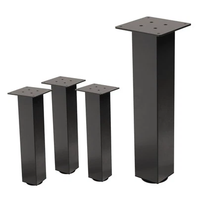 4x Patas de mesa 42cm de acero gris oscuro 8x8cm para muebles altura regulable - Imagen 1 de 4