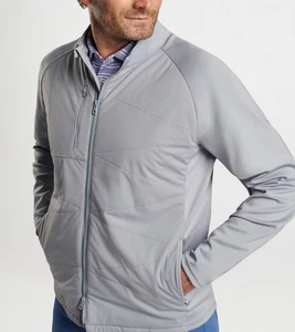 Peter Millar S Small Merge Elite Hybrid Mens Jacket Gale Grey Full Zip Coat $245 - Picture 1 of 11