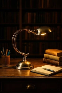 Desk Lamp Art Deco Bauhaus machine age Chrome swan neck C-1920 original light - Picture 1 of 24