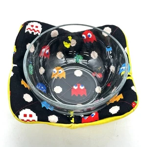 PAC-MAN Retro Gaming Bowl Cozy w/Clear Bowl Handmade Hot Cold Microwavable NEW - Picture 1 of 6