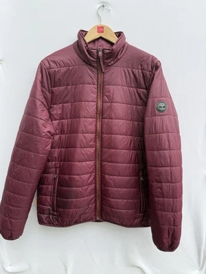 Timberland Burgundy Quilted Puffer Jacket Lightweight Packable Zip Pockets - L - Image 1 of 4