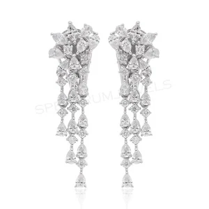 Lab Grown CVD Diamond Chandelier Earrings Jewelry 14k White Solid Gold 2.13 Ct. - Picture 1 of 9
