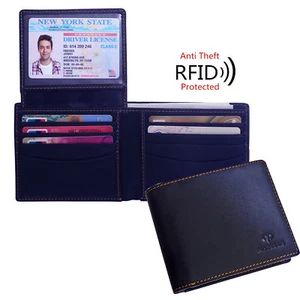 Hombres Billetera Plegable de Cuero Genuino RFID Bloqueo de Identificación Tarjeta de Crédito Regalos de Año Nuevo - Imagen 1 de 24