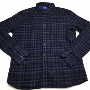 APT 9 Slim Fit Soft Touch Flanell Hemd Herren L blau schwarz kariert kariert dunkelgrunge - Bild 1 von 16
