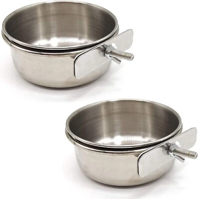 CHEEKY BEAKS Ethical Stainless Steel Coop Cup, 10-Ounce (2 Pack) Bird Feeder Bowl Dishes