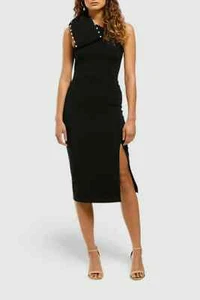 REBECCA VALLANCE Pipi Midi Black Formal Cocktail Size 8 AU RRP 899 WITH DEFECTS - Picture 1 of 9