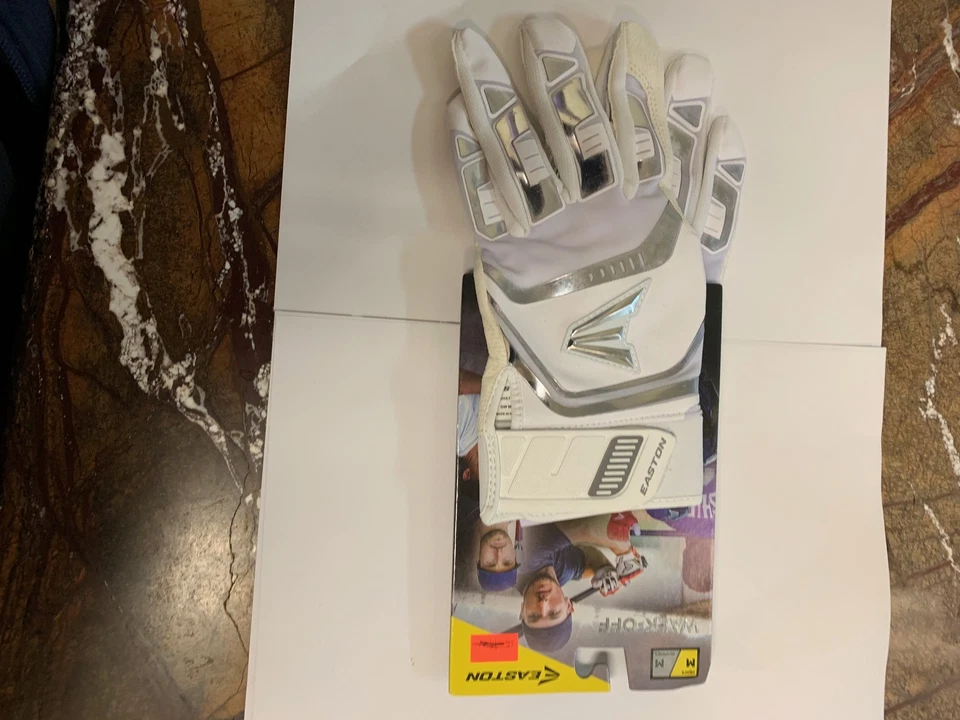 PAR DE GUANTES DE BATEO EASTON WALK OFF ADULTO PEQUEÑO CROMADO SOBRE BLANCO Foto 1 de 1