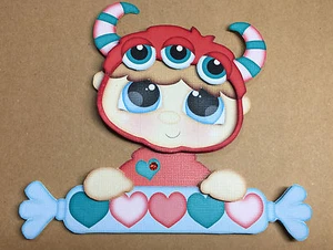 Candy Monster Boy paper piecing premade piecing scrapbook page die cut CFAIRIES - Picture 1 of 4