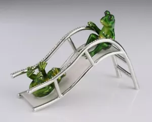 Frog slid  LIMITED EDITION trinket box  by Keren Kopal & Austrian crystals  - Picture 1 of 12