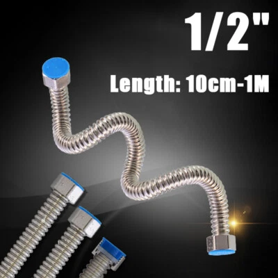 Tubo Doccia 1/2" 10-100cm Flusso Flessibile Acciaio Inox Tubo Doccia Bagno - Immagine 1 di 4