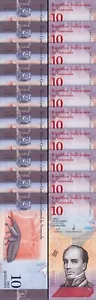 Venezuela 10 Bolivares Soberano 15-1- 2018, UNC, 10 Pcs LOT, Consecutive, P-103a - Picture 1 of 5