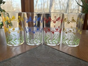 Vintage Hazel Atlas Swanky Swigs Forget Me Not Juice Glass Glasses Set of 4 - Picture 1 of 5