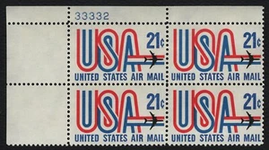 #C81 21c USA und Jet, Plattenblock [33332 UL] postfrisch **ALLE 5 = KOSTENLOSER VERSAND** - Bild 1 von 1