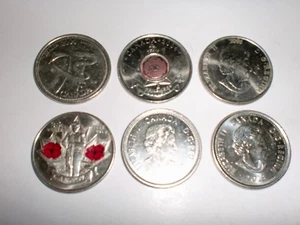 -CANADÁ- 6 X ""25 CENTAVOS"" - MONEDAS CONMEMORATIVAS + CUARTOS DE COLOR-2000-2013 # 5AR2 - Imagen 1 de 3