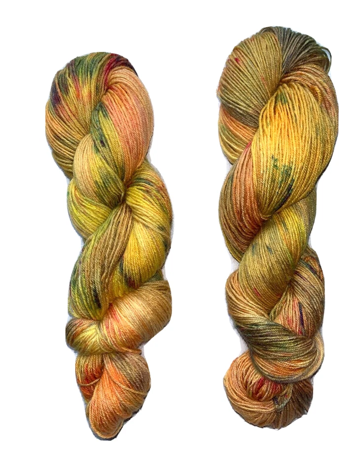 100 g MERINO-edle MAULBEERSEIDE-LEINEN-Garn -Handgefärbt *GOLDEN PUMPKIN* - Bild 1 von 2