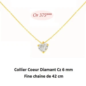 Dolly-Schmuck Damen Kette Anhänger Herz Diamant Cz facettenreich 6mm 9K Gold 42cm - Bild 1 von 2