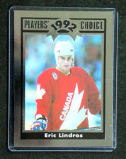 ERIC LINDROS (1) LARGE Silver Border Players 1992 Choice Card in New Top Loader