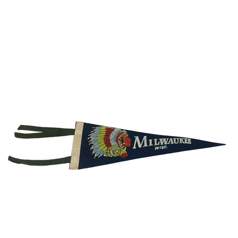 VTG Milwaukee Braves Defunct Headdress 12" x 5" Team Logo Pennant Wisconsin Cover