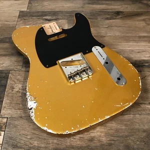 FRANCHIN Mars guitar body Relic Aged Gold Metallic Nitro Alder Belly Cut T-type - Foto 1 di 19