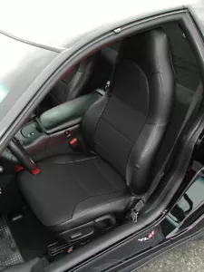 FOR CHEVY CORVETTE C5 1997-2004 BLACK IGGEE CUSTOM FIT FULL SET SEAT COVERS - Picture 1 of 5