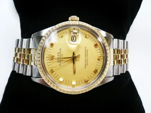 Vintage Rolex Oyster Perpetual Date ref 15053 34mm SS 14k Champagne Jubilee 1981 - Picture 1 of 10