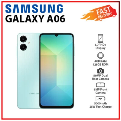 (New) Samsung Galaxy A06 4GB+128GB GREEN Dual SIM Unlocked Android Cell Phone - Image 1 of 4