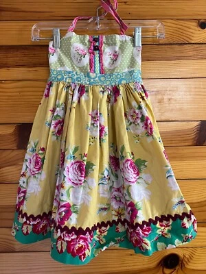 Matilda Jane Platinum My Sweet Ellie Dress #13/24 Girls Yellow Floral Size 6 - Image 1 of 4