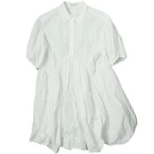 CECILIE BAHNSEN Esther Dress gathered shirt dress UK6 white short sleeve mini