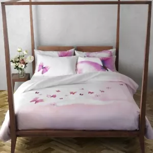 Double duvet cover TWINSET complete MIRAGE pink butterflies - Picture 1 of 2