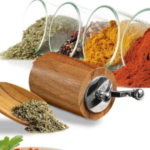 NEU Manuelle Salz- und Pfeffermühle, Pfeffer-Handkurbel-Pfeffermühle aus Holz - Bild 1 von 6