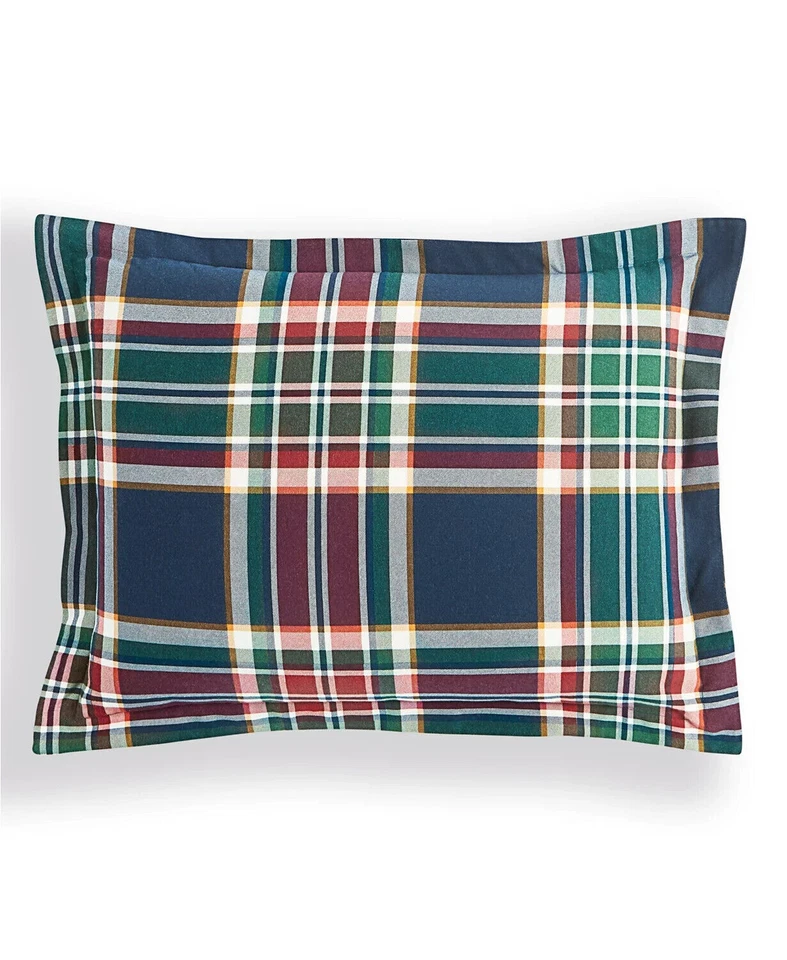 Colección Martha Stewart Franela Vacacional Azul Marino Cuadros Falsa, Estándar o King Foto 1 de 1