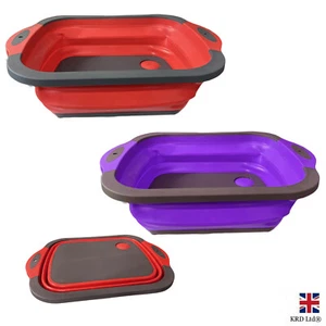 6L Collapsible Washing Up Bowl Foldable Bucket Dish Washing Camping Kitchen UK - Picture 1 of 10