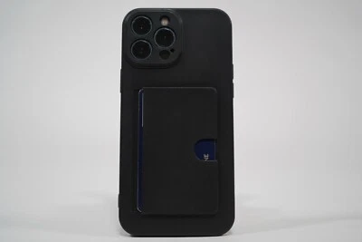 Black Silicone iPhone 13 ProMax Case with Card Holder - Image 1 of 3